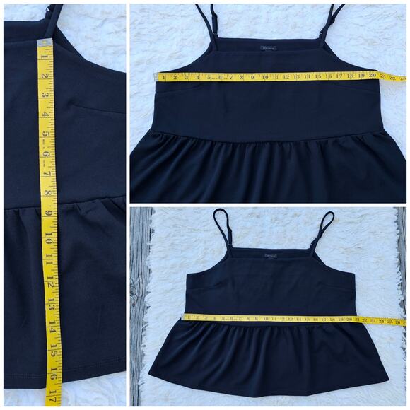 Peplum Tank Top Ann Taylor Size L Black Stretch Square Neck Sleeveless Shirt NWT - Picture 6 of 8